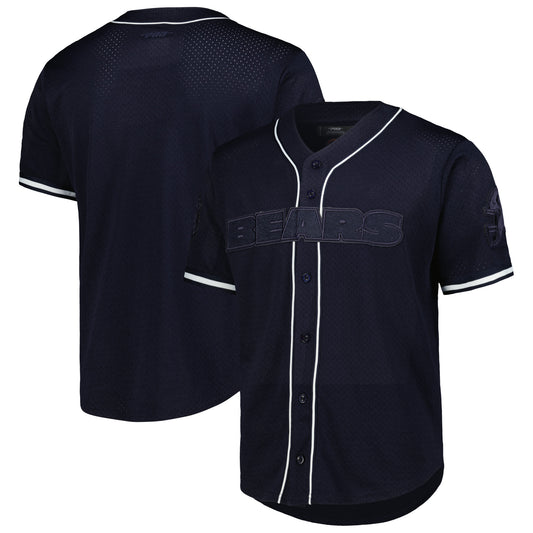 Men's Pro Standard Navy Chicago Bears Triple Tonal Mesh Button-Up Shirt