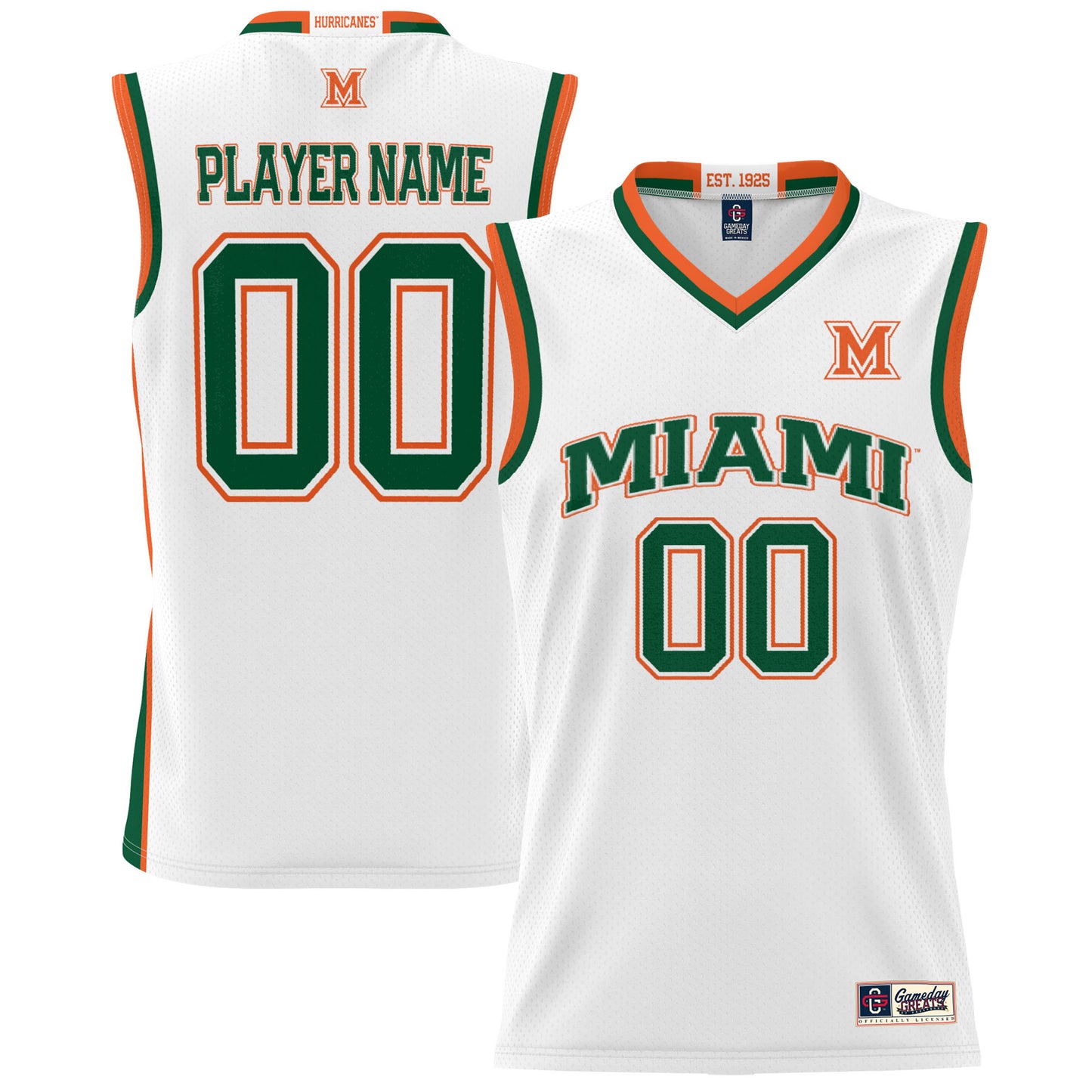 Men's GameDay Greats  White Miami Hurricanes NIL Pick-A-Player Lightweight Basketball Jersey