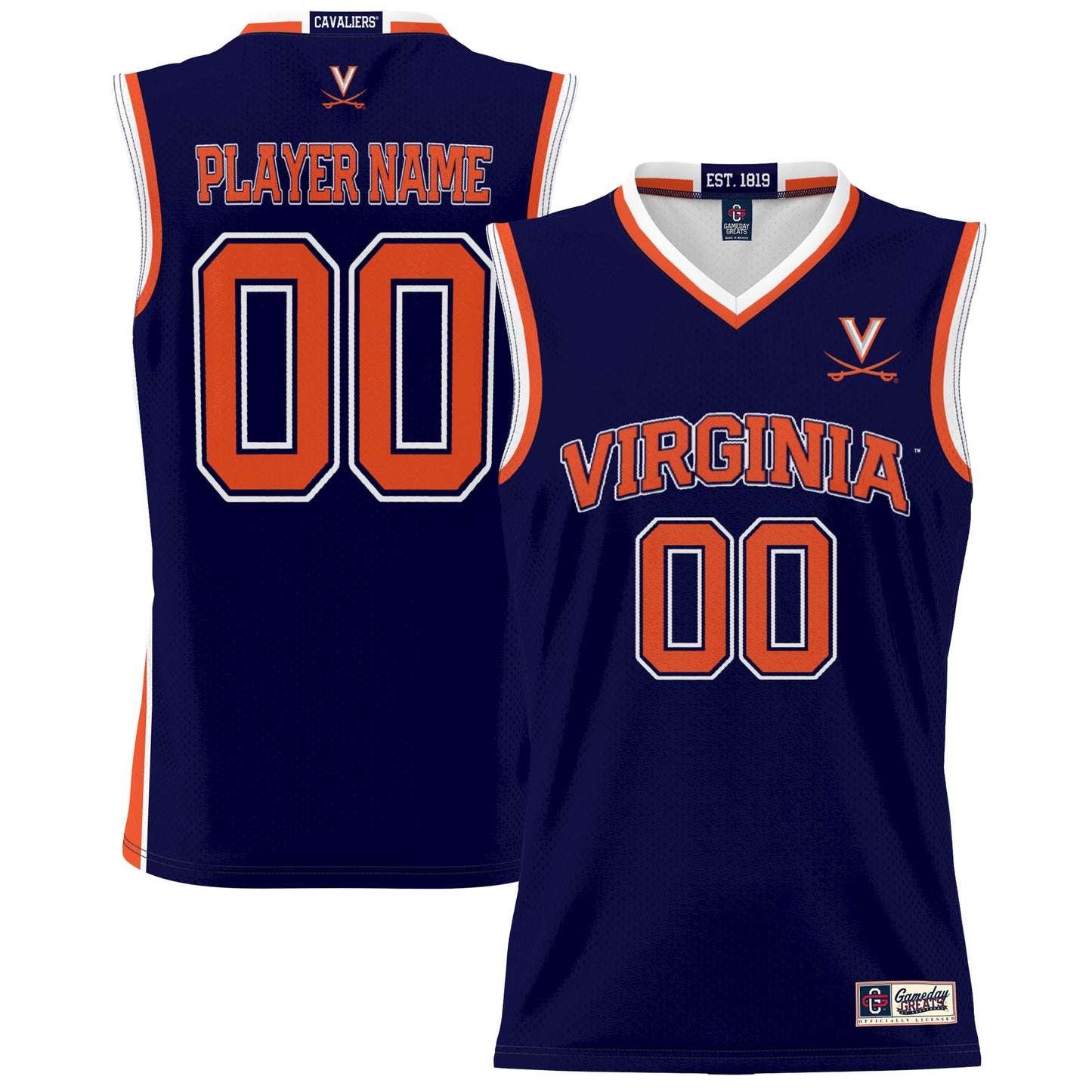 Men's GameDay Greats  Navy Virginia Cavaliers NIL Pick-A-Player Lightweight Basketball Jersey