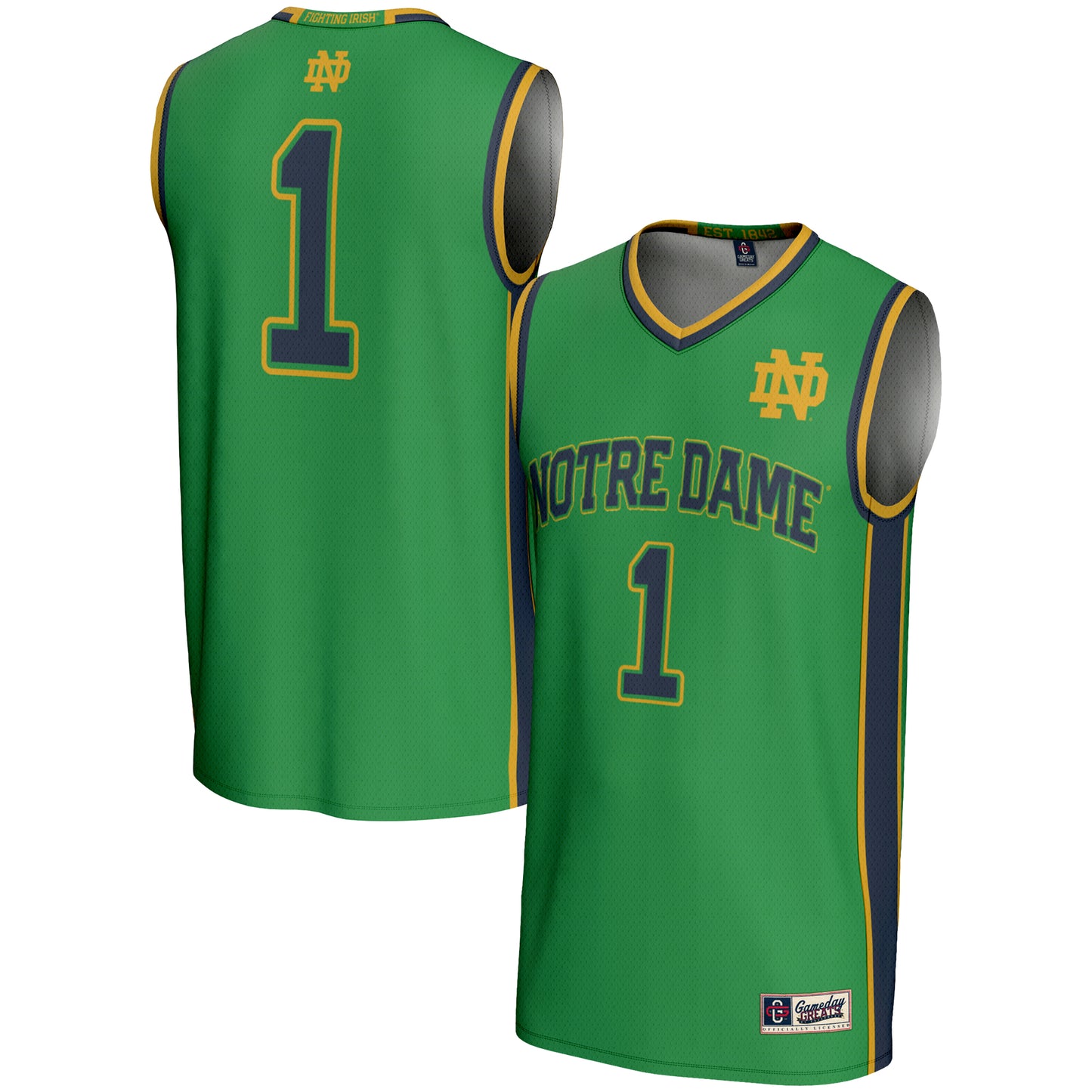 Youth GameDay Greats #1 Green Notre Dame Fighting Irish Lightweight Basketball Jersey