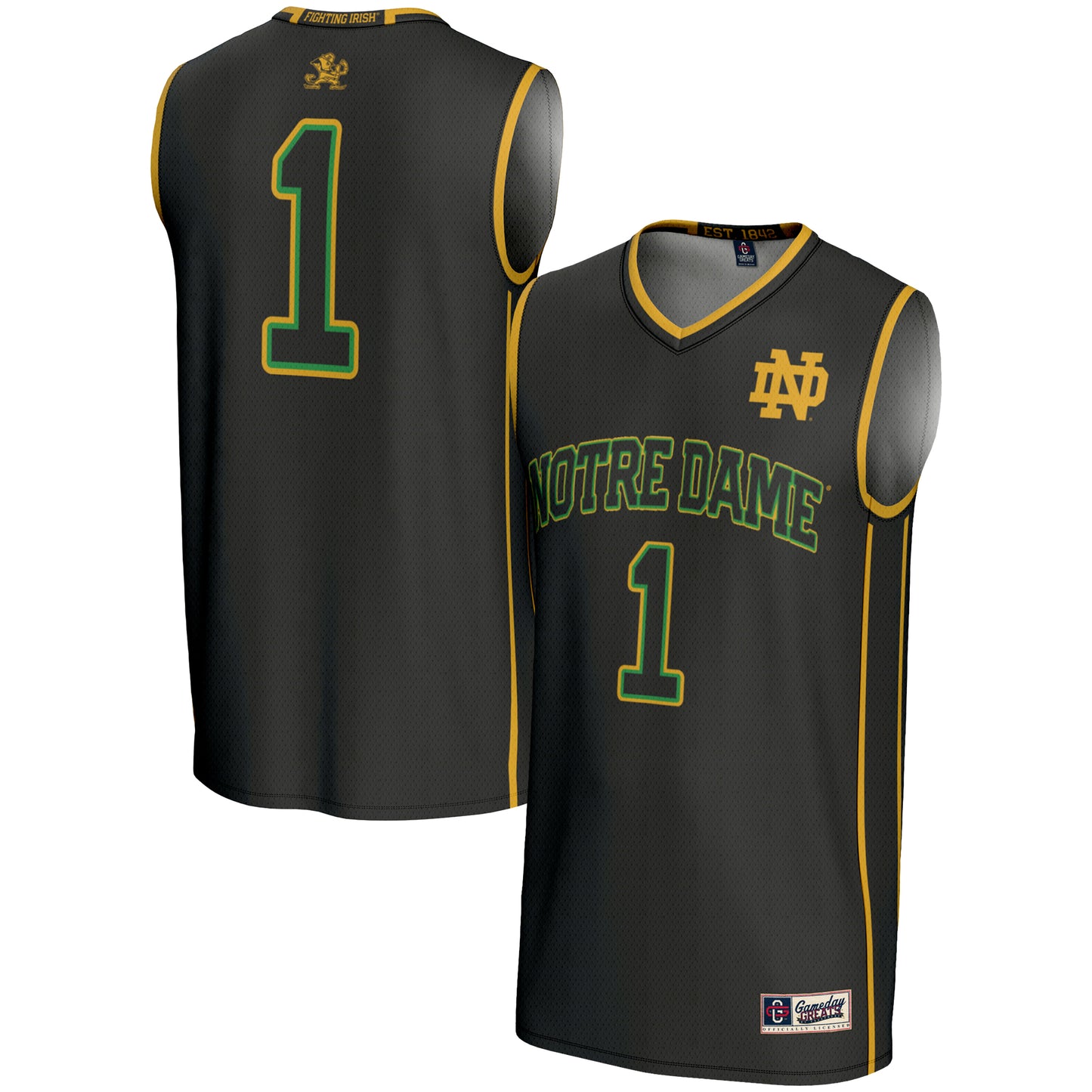 Youth GameDay Greats #1 Black Notre Dame Fighting Irish Lightweight Basketball Jersey