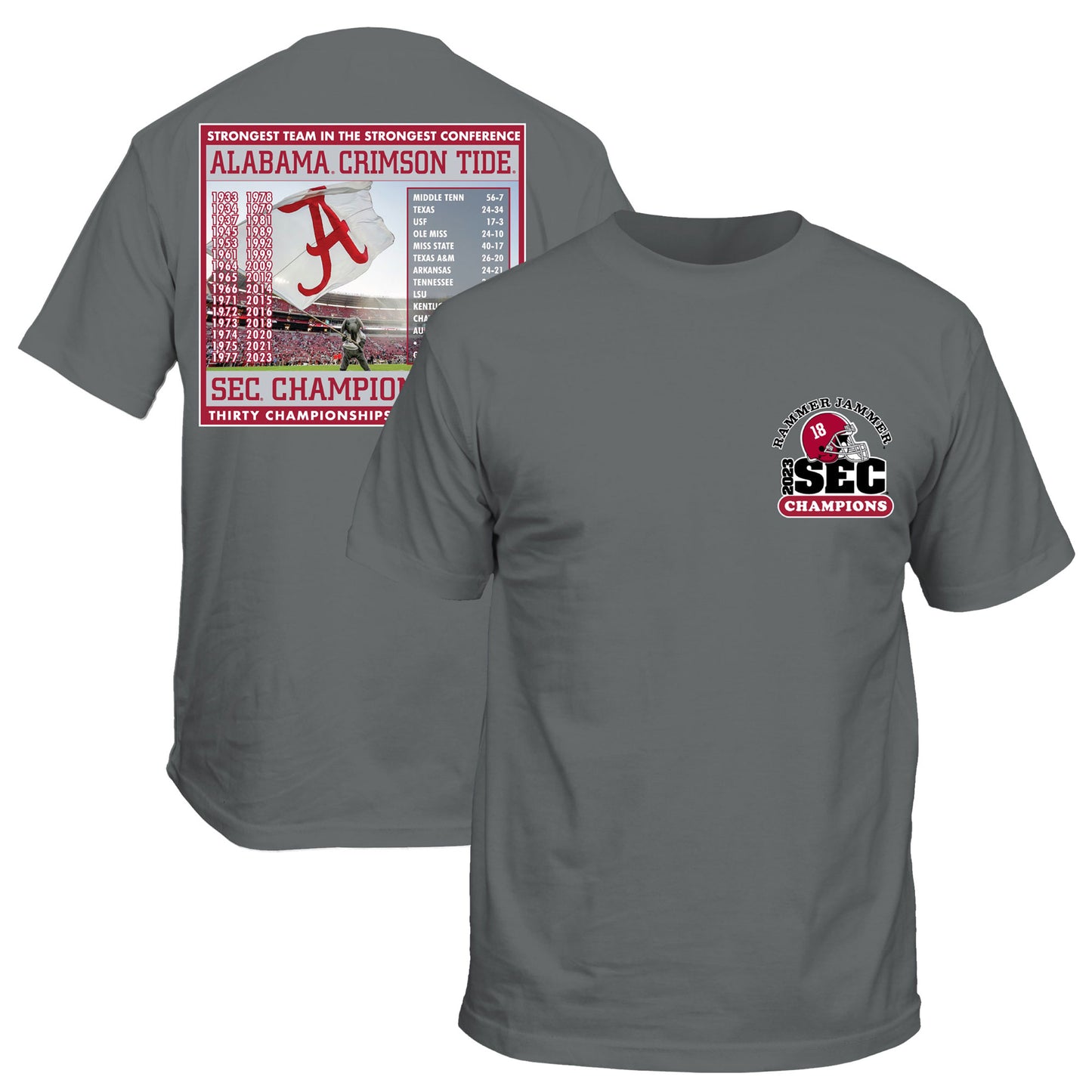 Men's  Steel Alabama Crimson Tide 2023 SEC Football Conference Champions Schedule T-Shirt