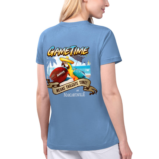 Women's Margaritaville Blue Green Bay Packers Game Time V-Neck T-Shirt