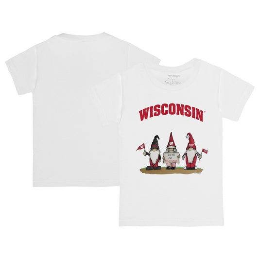 Infant Tiny Turnip  White Wisconsin Badgers Gnomes T-Shirt