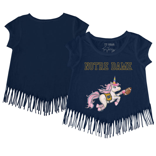 Toddler Tiny Turnip  Navy Notre Dame Fighting Irish Unicorn Fringe T-Shirt