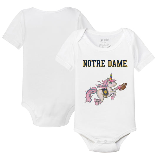 Infant Tiny Turnip  White Notre Dame Fighting Irish Unicorn Bodysuit