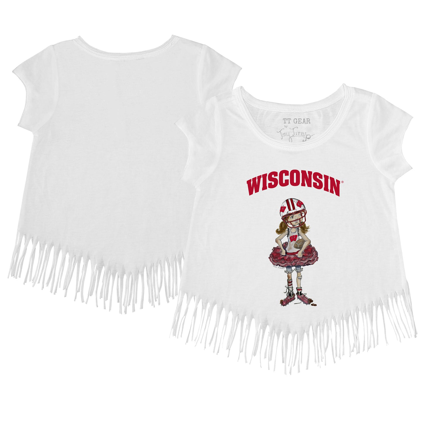 Toddler Tiny Turnip  White Wisconsin Badgers  Fringe T-Shirt