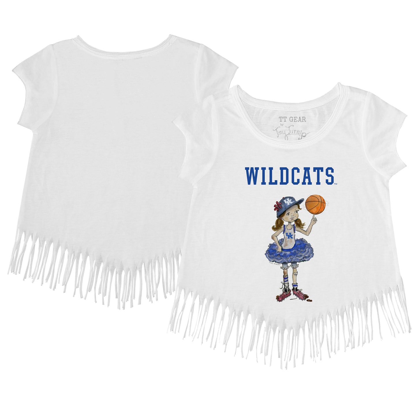 Toddler Tiny Turnip  White Kentucky Wildcats  Fringe T-Shirt