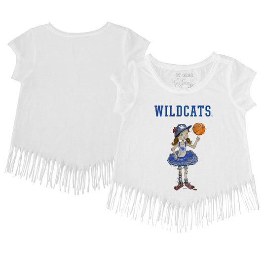 Toddler Tiny Turnip  White Kentucky Wildcats  Fringe T-Shirt