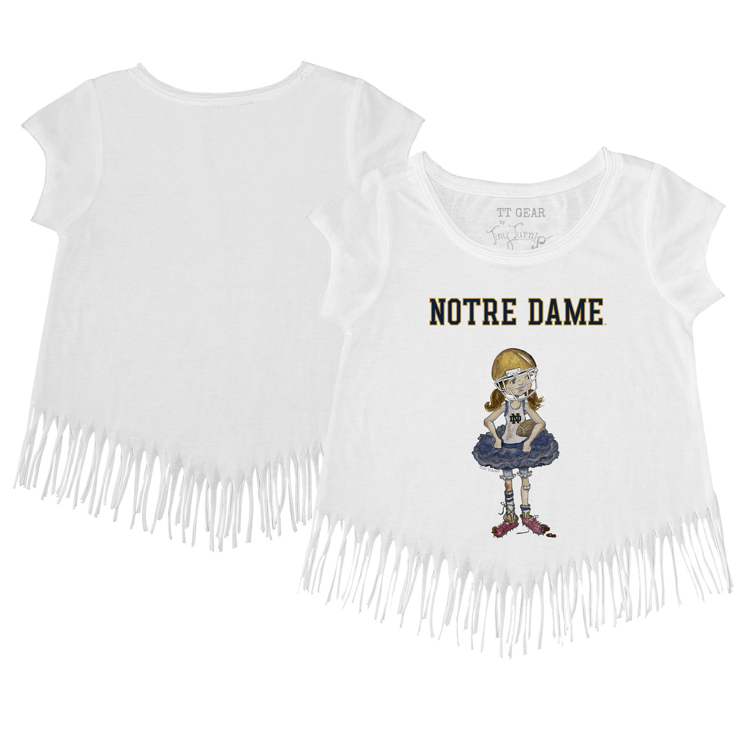 Toddler Tiny Turnip  White Notre Dame Fighting Irish  Fringe T-Shirt