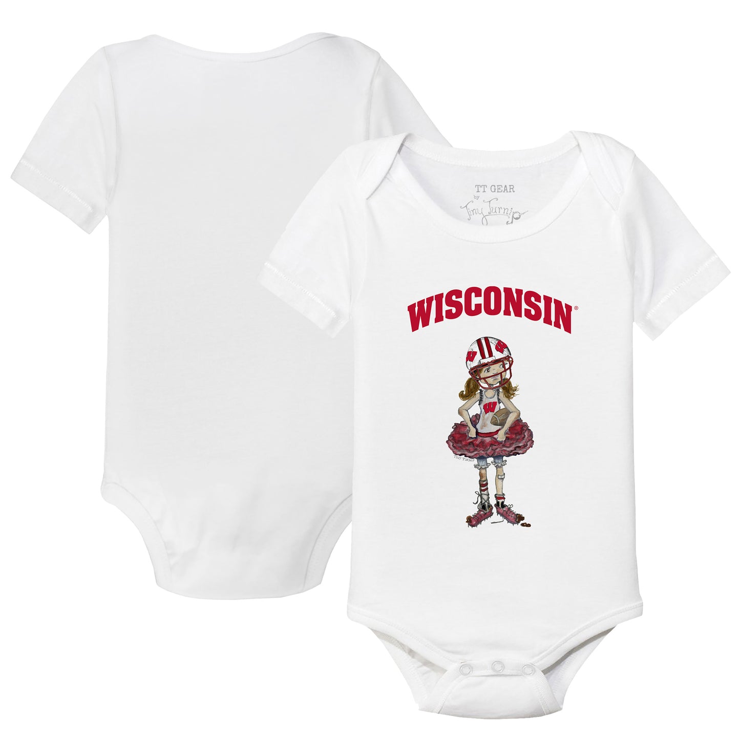 Infant Tiny Turnip  White Wisconsin Badgers  Bodysuit