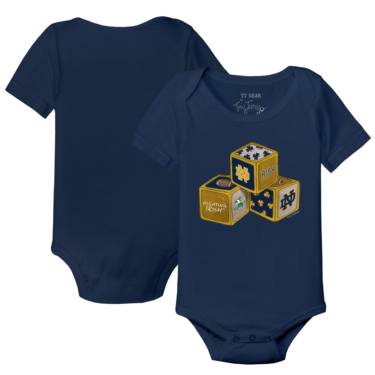 Infant Tiny Turnip  Navy Notre Dame Fighting Irish Blocks Bodysuit