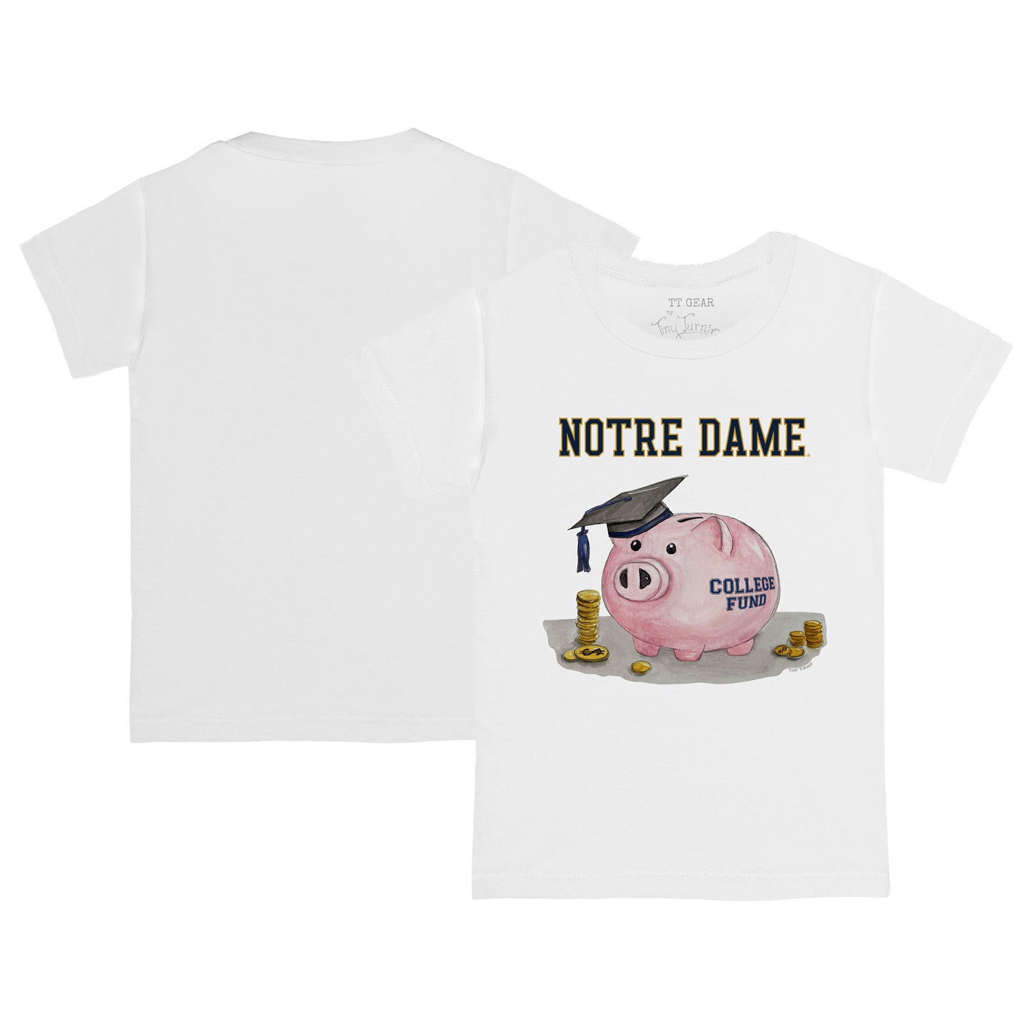 Infant Tiny Turnip  White Notre Dame Fighting Irish Piggy Bank T-Shirt