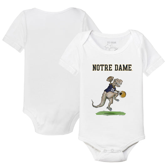 Infant Tiny Turnip  White Notre Dame Fighting Irish T-Rex Bodysuit