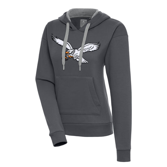 Women's Antigua  Charcoal Philadelphia Eagles Victory Pullover Hoodie