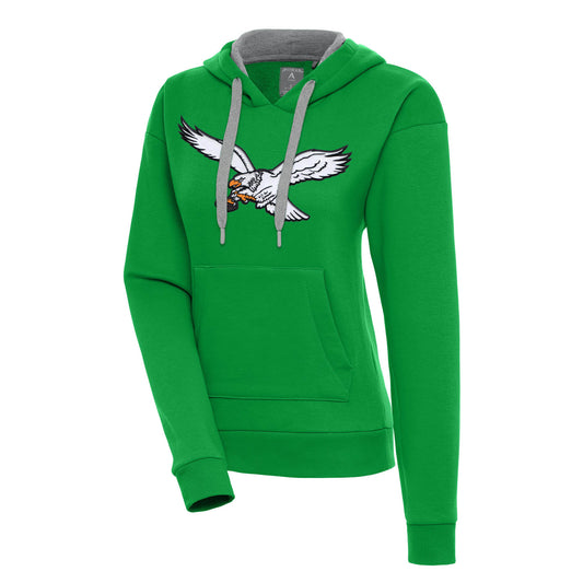 Women's Antigua  Kelly Green Philadelphia Eagles Victory Pullover Hoodie