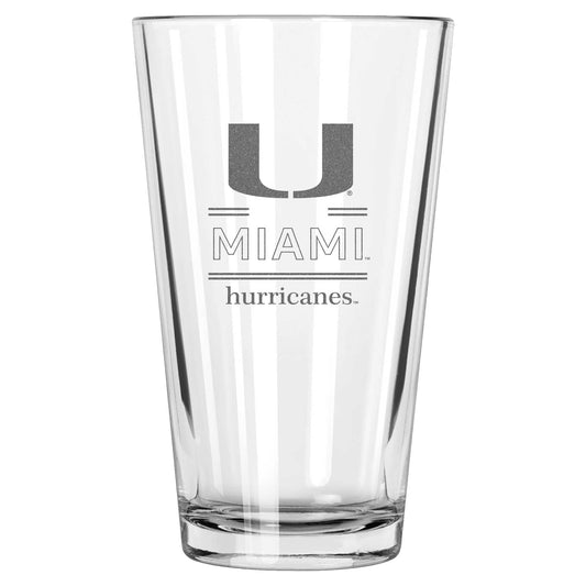 Miami Hurricanes 16oz. Etched Classic Crew Pint Glass