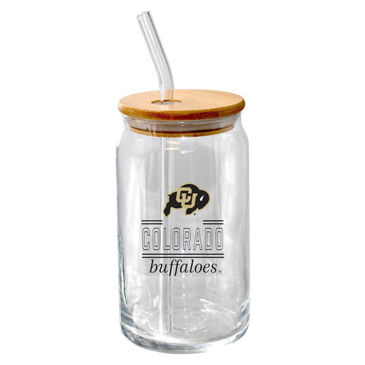 The Memory Company Colorado Buffaloes 16oz. Classic Crew Beer Glass with Bamboo Lid