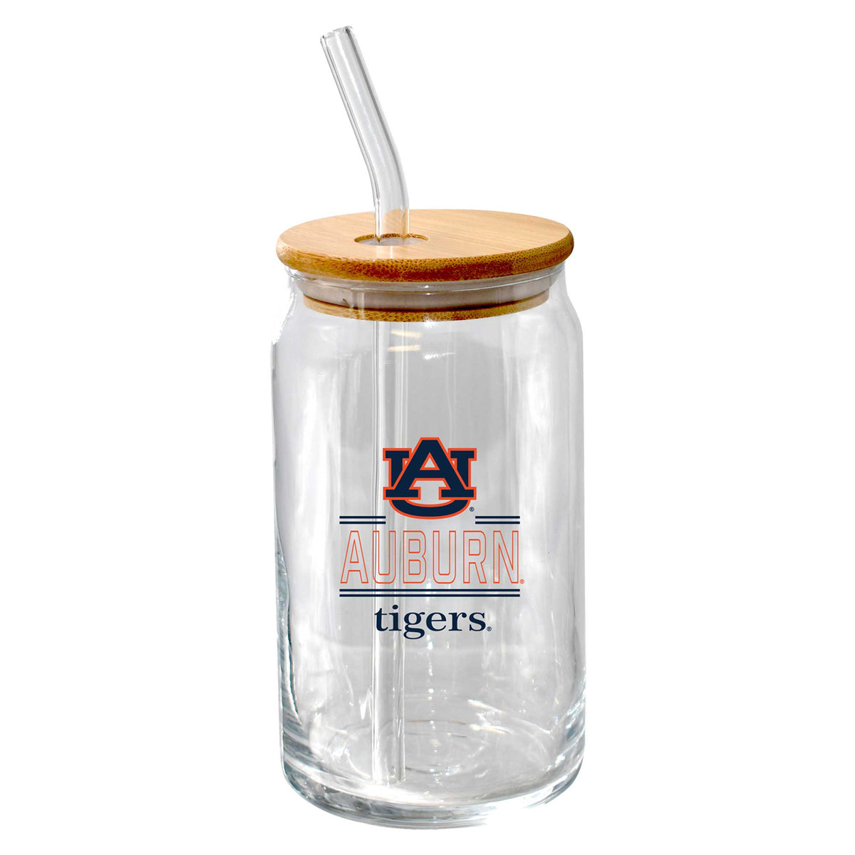 The Memory Company Auburn Tigers 16oz. Classic Crew Beer Glass with Bamboo Lid