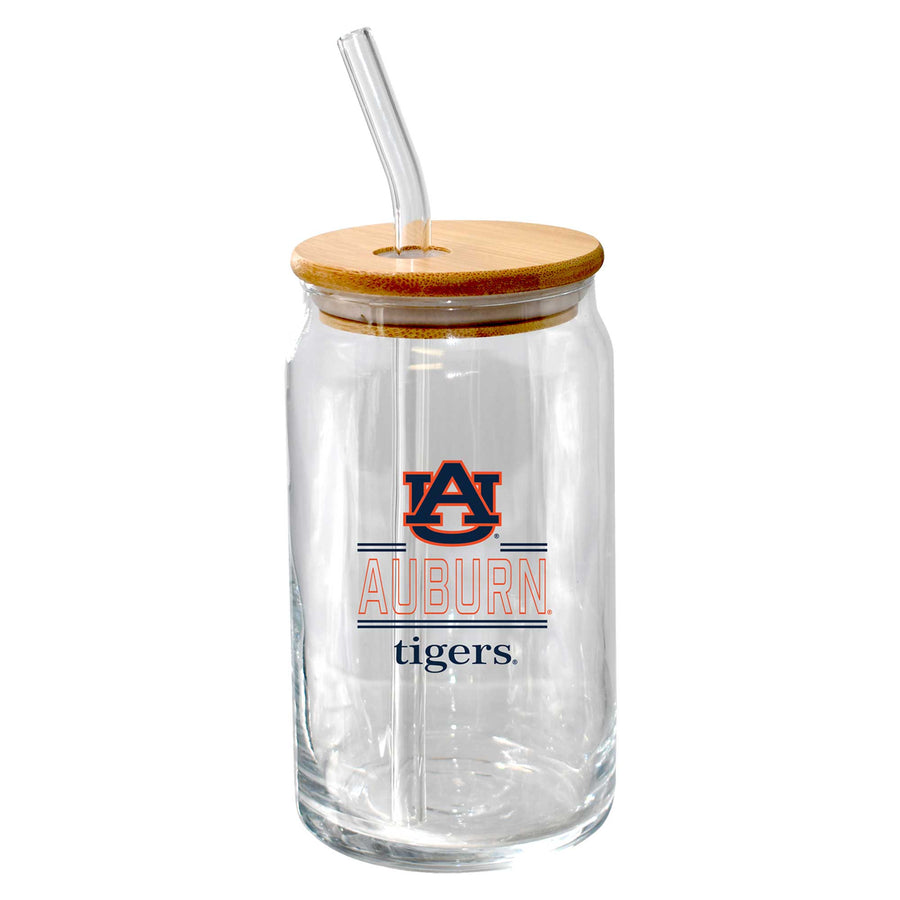 The Memory Company Auburn Tigers 16oz. Classic Crew Beer Glass with Bamboo Lid