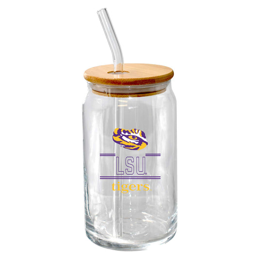 The Memory Company LSU Tigers 16oz. Classic Crew Beer Glass with Bamboo Lid