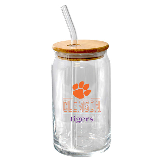 The Memory Company Clemson Tigers 16oz. Classic Crew Beer Glass with Bamboo Lid