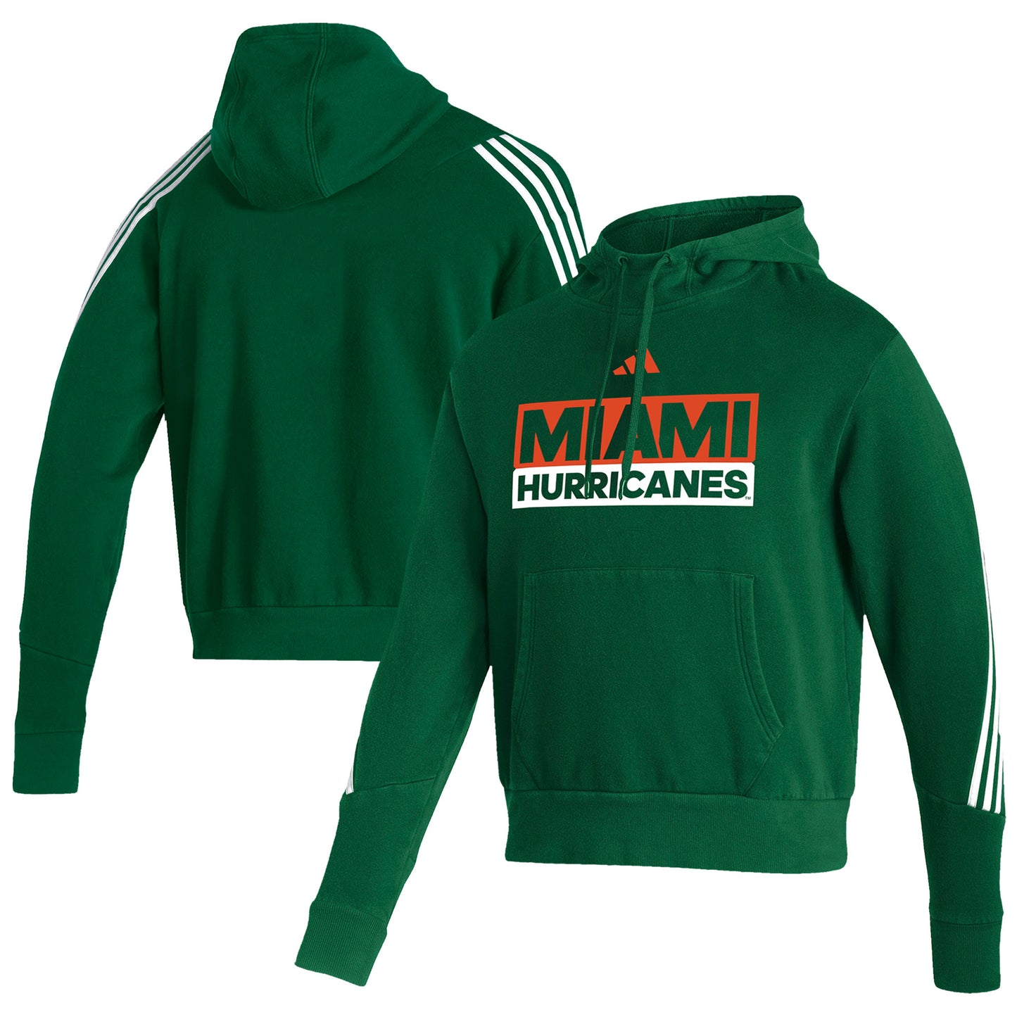 Men's adidas Green Miami Hurricanes Fashion Pullover Hoodie