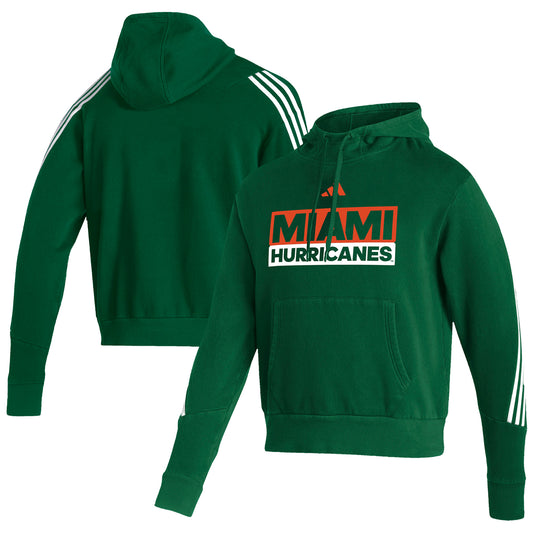 Men's adidas Green Miami Hurricanes Fashion Pullover Hoodie