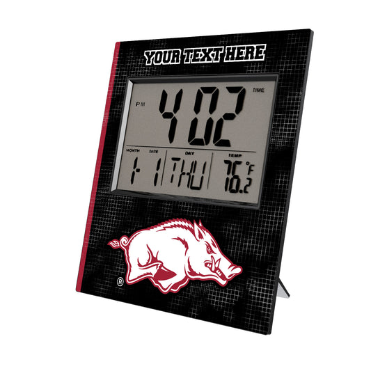 Keyscaper Arkansas Razorbacks Cross Hatch Personalized Digital Desk Clock