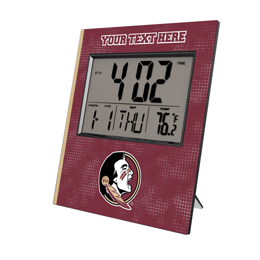 Keyscaper Florida State Seminoles Cross Hatch Personalized Digital Desk Clock