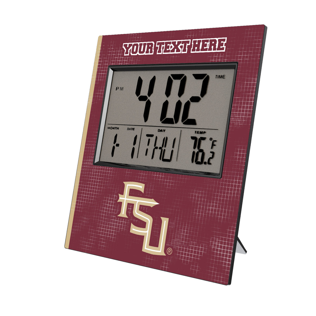 Keyscaper Florida State Seminoles Cross Hatch Personalized Digital Desk Clock