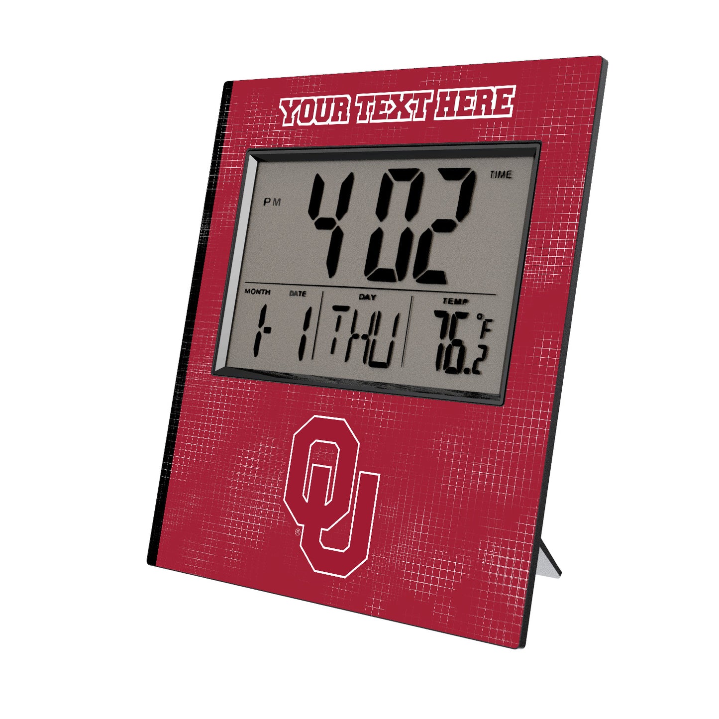 Keyscaper Oklahoma Sooners Cross Hatch Personalized Digital Desk Clock