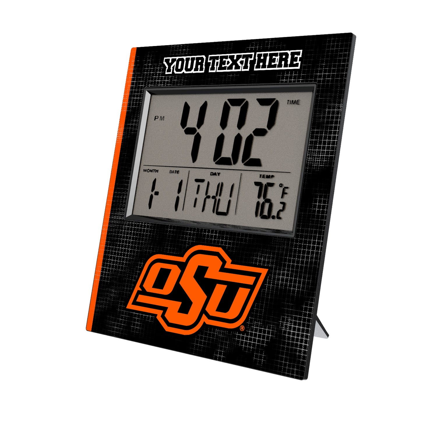 Keyscaper Oklahoma State Cowboys Cross Hatch Personalized Digital Desk Clock