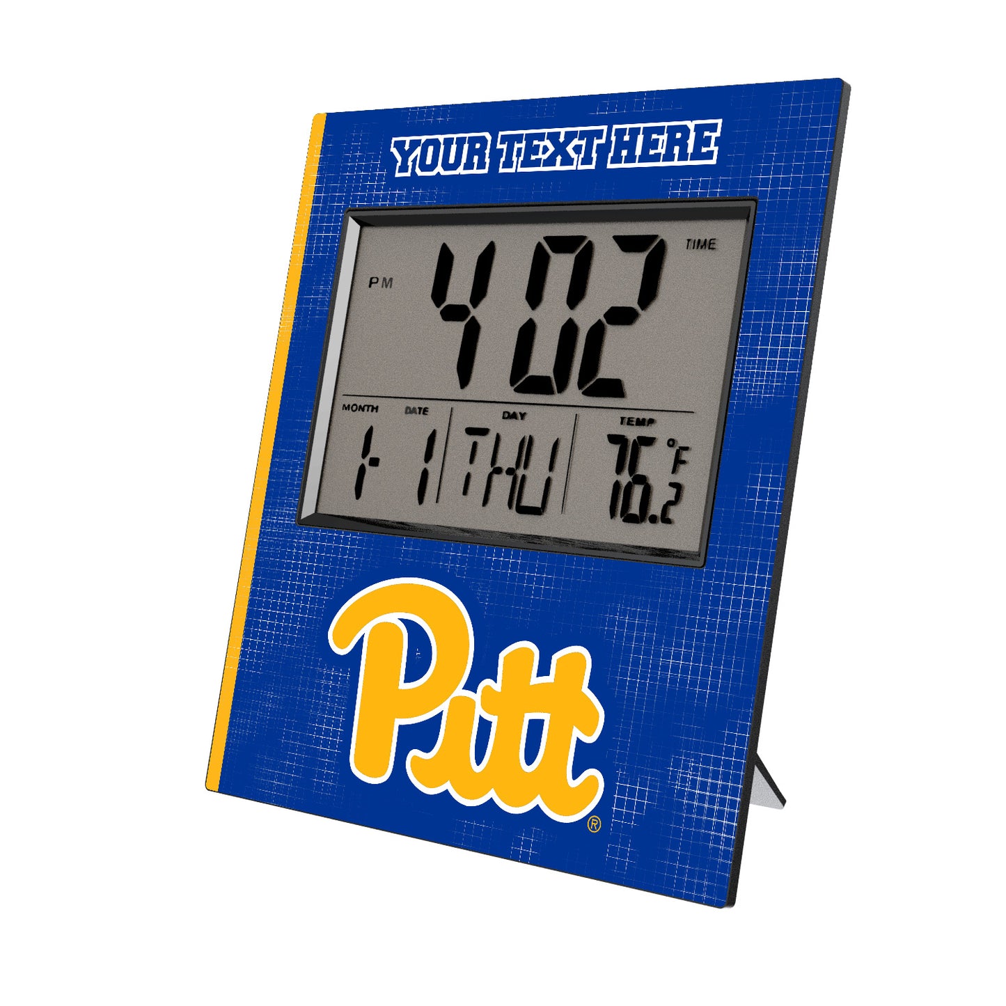Keyscaper Pitt Panthers Cross Hatch Personalized Digital Desk Clock