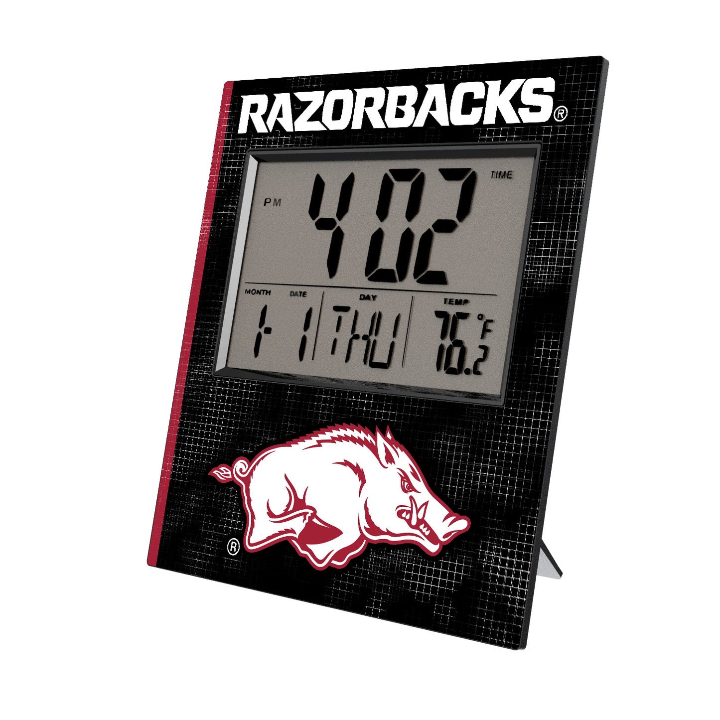 Keyscaper Arkansas Razorbacks Cross Hatch Digital Desk Clock