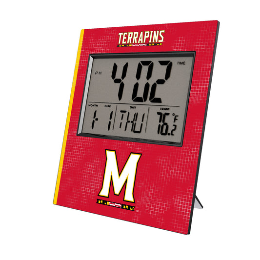 Keyscaper Maryland Terrapins Cross Hatch Digital Desk Clock