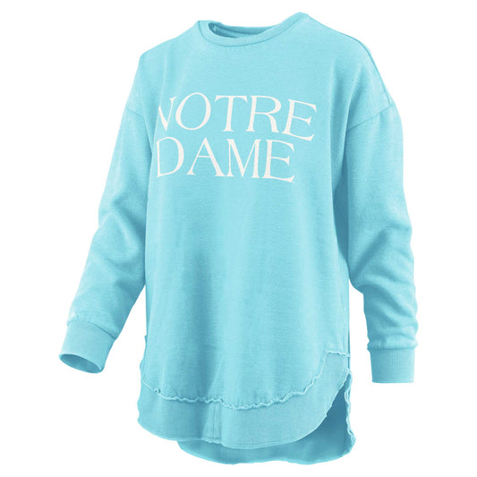 Women's Pressbox Mint Notre Dame Fighting Irish Seaside Springtime Vintage Poncho Pullover Sweatshirt