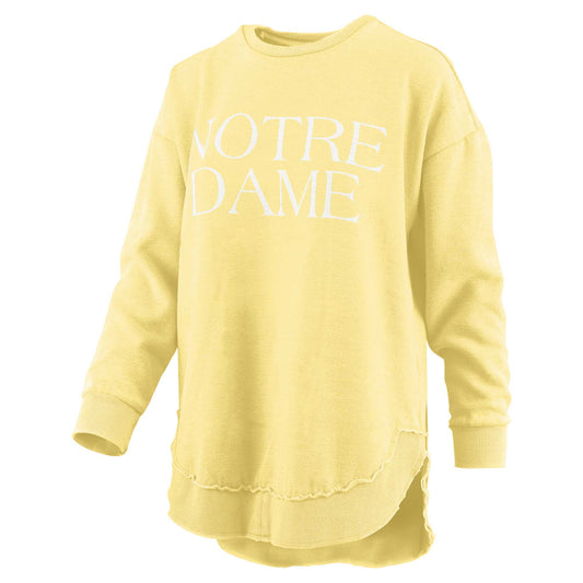 Women's Pressbox Yellow Notre Dame Fighting Irish Seaside Springtime Vintage Poncho Pullover Sweatshirt