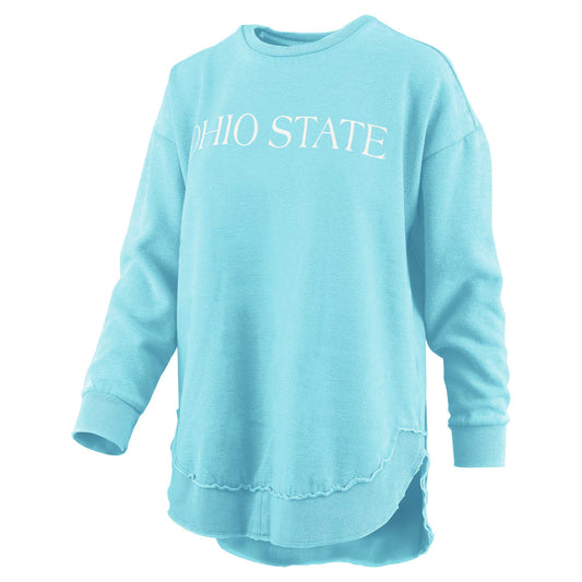 Women's Pressbox Mint Ohio State Buckeyes Seaside Springtime Vintage Poncho Pullover Sweatshirt