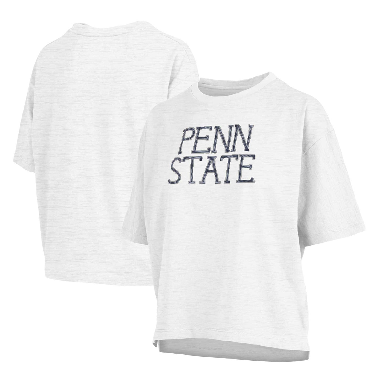 Women's Pressbox White Penn State Nittany Lions Motley Crew Chain Stitch Slub Waist Length Boxy T-Shirt