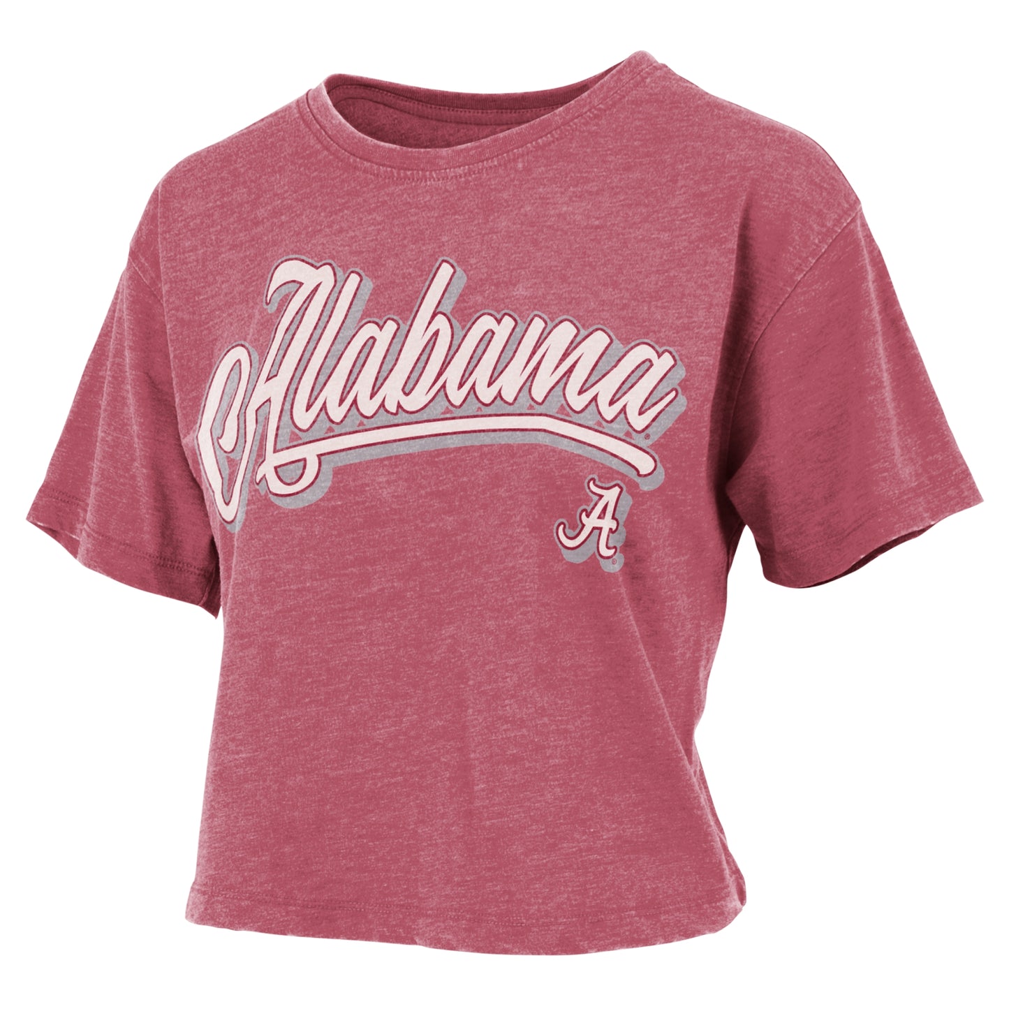 Women's Pressbox Crimson Alabama Crimson Tide Team Script Harlow Vintage Waist Length T-Shirt