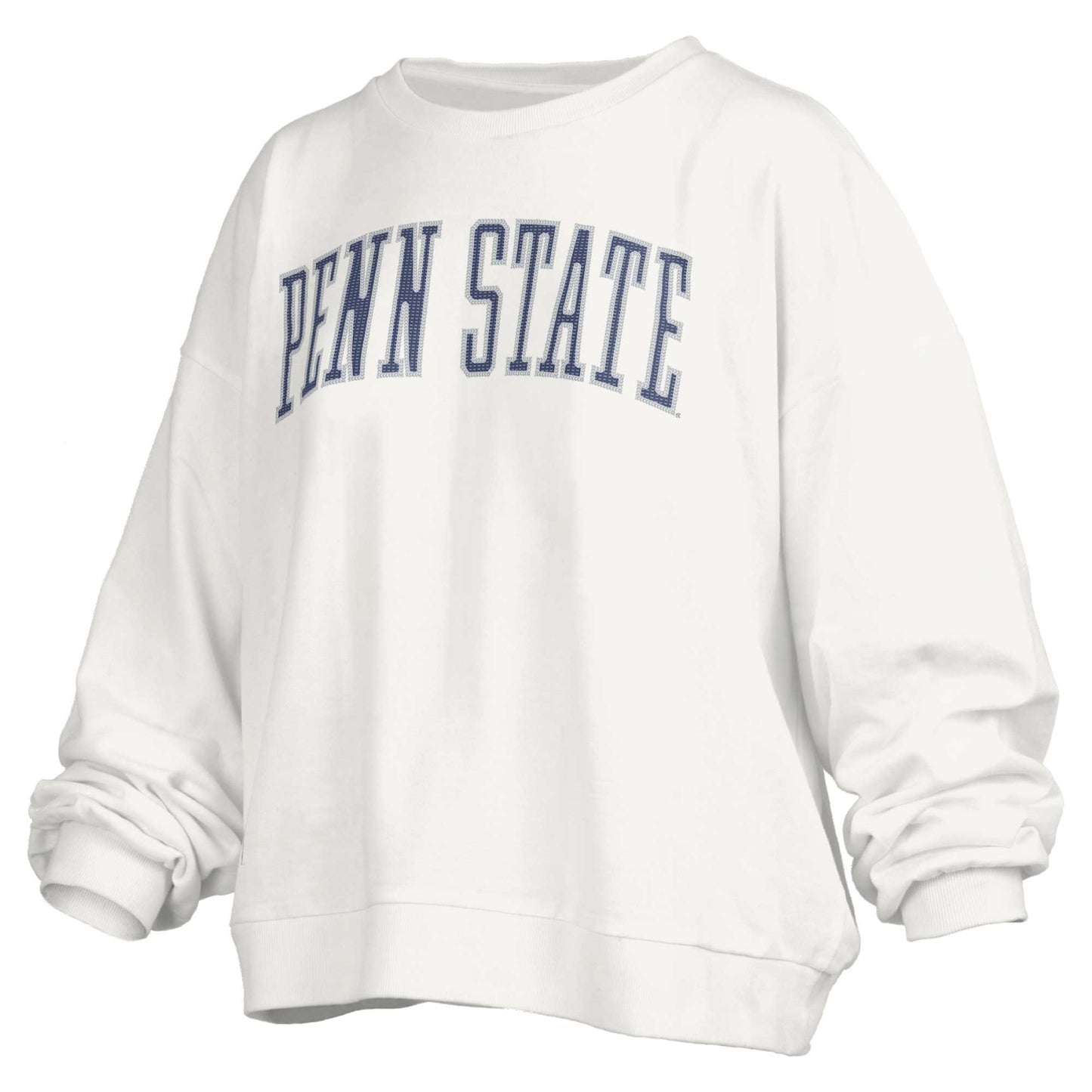 Women's Pressbox White Penn State Nittany Lions Janise Waist Length Oversized Pullover Sweatshirt