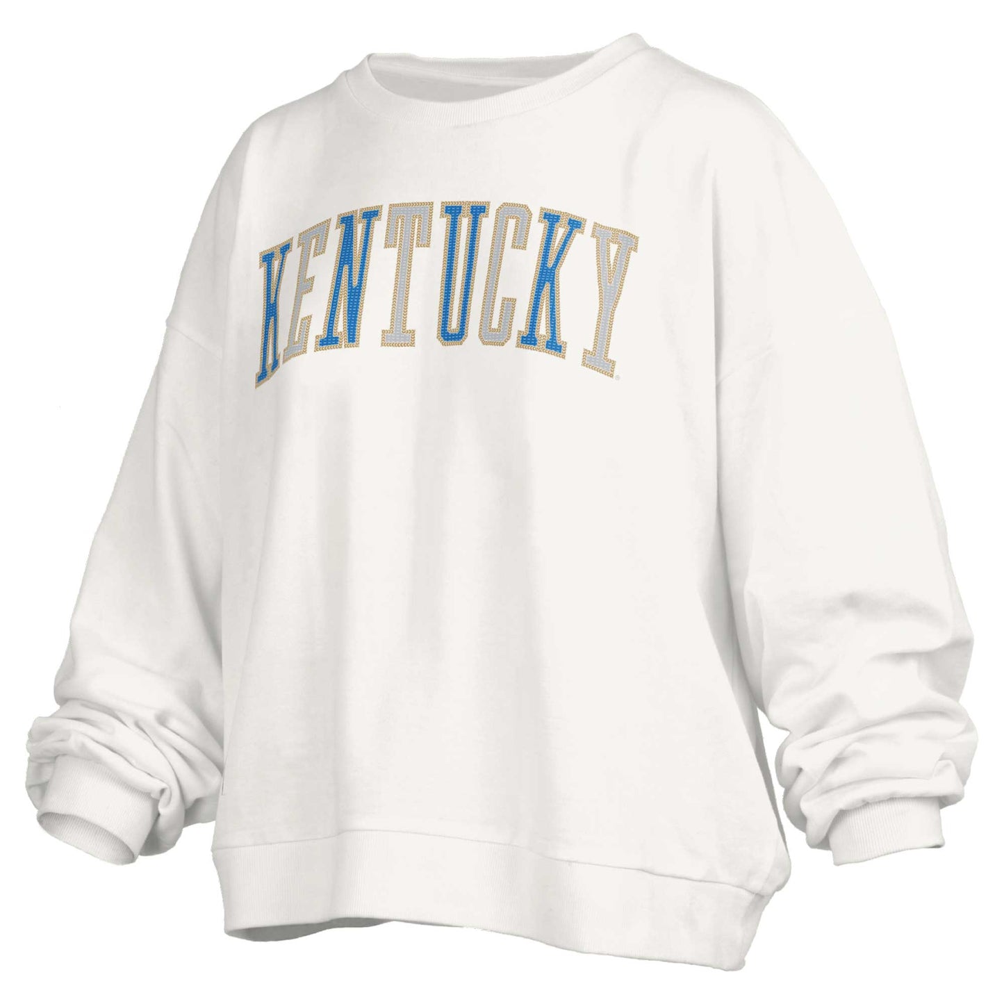 Women's Pressbox White Kentucky Wildcats Janise Waist Length Oversized Pullover Sweatshirt