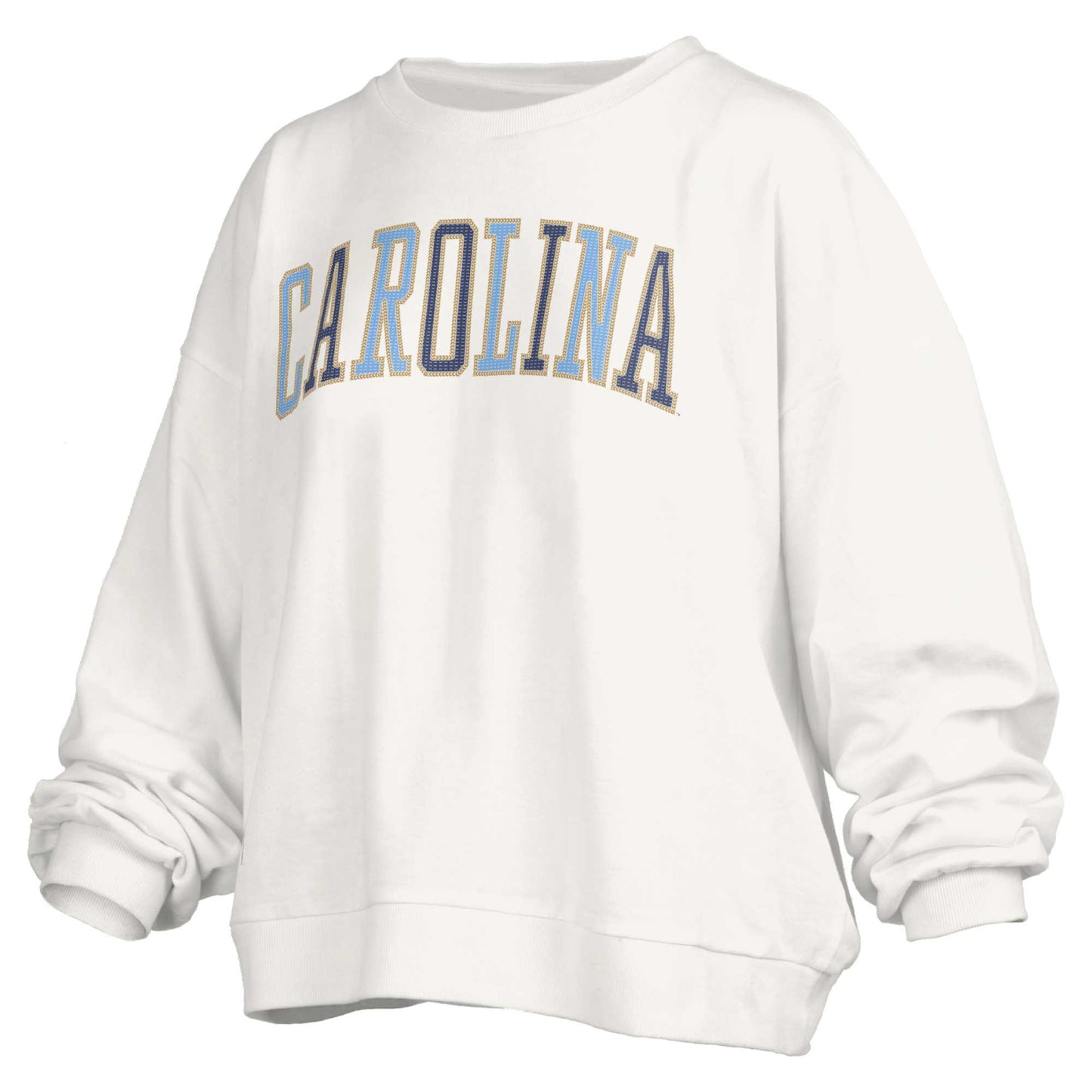 Women's Pressbox White North Carolina Tar Heels Janise Waist Length Oversized Pullover Sweatshirt