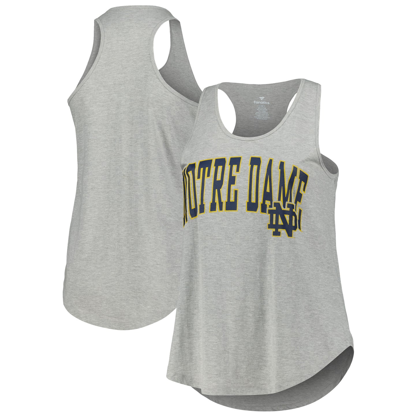 Women's Profile Heather Gray Notre Dame Fighting Irish Arch Logo Racerback Scoop Neck Tank Top