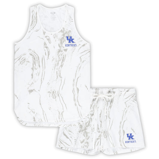 Women's Profile White Kentucky Wildcats Plus Size Marble Tank and Shorts Set
