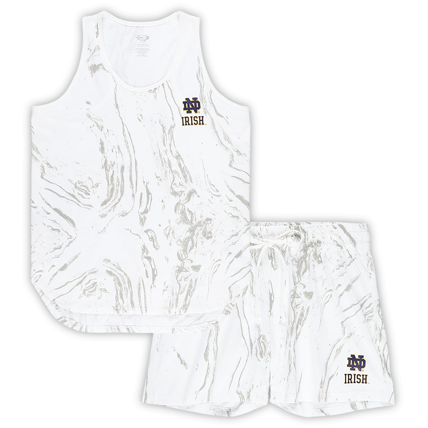 Women's Profile White Notre Dame Fighting Irish Plus Size Marble Tank and Shorts Set