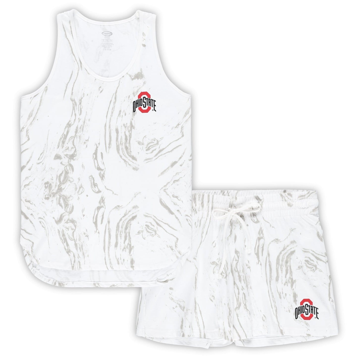 Women's Profile White Ohio State Buckeyes Plus Size Marble Tank and Shorts Set