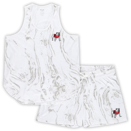 Women's Profile White Georgia Bulldogs Plus Size Marble Tank and Shorts Set