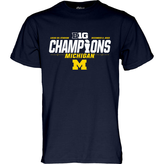 Men's Blue 84  Navy Michigan Wolverines 2023 Big Ten Football Conference Champions Locker Room T-Shirt